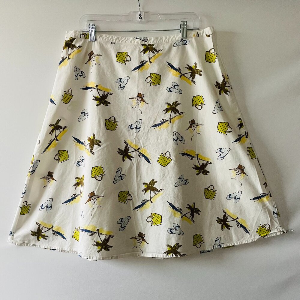 Valerie Stevens Womens White Tropical Palm Trees Beach Print Mini Skirt Size 1X